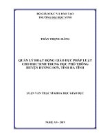 Quản lý hoạt động giáo dục pháp luật cho học sinh trung học phổ thông huyện hương sơn, tỉnh hà tĩnh 