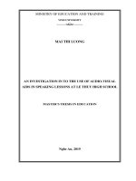 An investigation in to the use of audio visual aids in speaking lessons at le thuy high school 