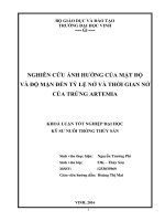 Nghiên cứu ảnh hưởng của mật độ và độ mặn đến tỷ lệ nở và thời gian nở của trứng artemia 
