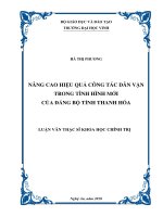 Nâng cao hiệu quả công tác dân vận trong tình hình mới của đảng bộ tỉnh thanh hóa 