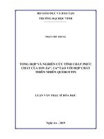 Tổng hợp và nghiên cứu tính chất phức chất của ion zn2+, cu2+ tạo với hợp chất thiên nhiên quercetin 
