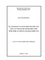 Sự lãnh đạo của đảng đối với công tác dân vận ở đảng bộ thành phố vinh, tỉnh nghệ an trong giai đoạn hiện nay 