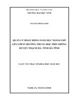 Quản lý hoạt động giáo dục ngoài giờ lên lớp ở trường trung học phổ thông huyện thạch hà, tỉnh hà tĩnh 