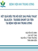 Bài giảng Kết quả điều trị hồi sức sau phẫu thuật Blalock - Taussig Shunt cải tiến tại Bệnh viện Nhi trung ương
