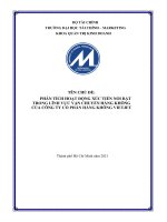 PHÂN TÍCH HOẠT ĐỘNG xúc TIẾN nổi bật TRONG LĨNH vực vận CHUYỂN HÀNG KHÔNG của CÔNG TY cổ PHẦN HÀNG KHÔNG VIETJET