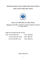 TIỂU LUẬN môn PHỤ GIA THỰC PHẨM tên đề tài tìm HIỂU về PHỤ GIA sử DỤNG TRONG sản PHẨM sữa TIỆT TRÙNG 