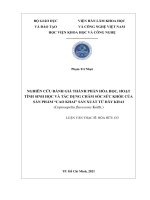 luận văn thạc sĩ nghiên cứu đánh giá thành phần hóa học, hoạt tính sinh học và tác dụng chăm sóc sức khỏe của sản phẩm “cao khai” sản xuất từ dây khai “coptosapelta flavescens korth” 