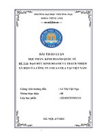 ĐỀ tài đạo đức KINH DOANH và TRÁCH NHIỆM xã hội của CÔNG TY COCA COLA tại VIỆT NAM 