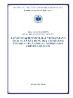 Tiểu luận lập kế hoạch định vị, bày trí mặt bằng dịch vụ và xây dựng quy trình cung ứng dịch vụ của doanh nghiệp mesa coffee and book 