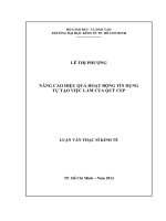 Luận văn Tài liệu Nâng Cao Hiệu Quả Hoạt Động Tín Dụng Tự Tạo Việc Làm Của Quỹ CEP