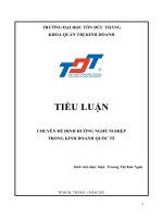 TIỂU LUẬN CHUYÊN đề ĐỊNH HƯỚNG NGHỀ NGHIỆP TRONG KINH DOANH QUỐC tế 