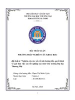 Bài thảo luận PPNCKH: Nghiên cứu các yếu tố ảnh hưởng đến quyết định về quê làm việc sau tốt nghiệp của sinh viên trường Đại học Thương Mại