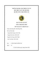 BÁO cáo bài tập lớn CÔNG NGHỆ PHẦN mềm đề tài QUẢN lý KHÁCH sạn 