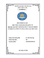 Phân tích vấn đề đạo đức kinh doanh và trách nhiệm xã hội của coca cola tại thị trường việt nam