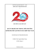 BÀI TIỂU LUẬN GIỮA kỳ QUẢN TRỊ rủi RO TRONG môi TRƯỜNG KINH DOANH tập đoàn dầu KHÍ VIỆT NAM 