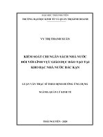 Kiểm soát chi ngân sách nhà nước đối với lĩnh vực giáo dục đào tạo tại kho bạc nhà nước bắc kạn 