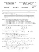 Đề thi giữa học kì 1 môn Vật lí lớp 10 năm 2020-2021 có đáp án - Trường THPT Ngô Gia Tự