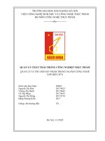 QUẢN lý CHẤT THẢI TRONG CÔNG NGHIỆP THỰC PHẨM QUẢN lý và THU hồi sản PHẨM TRONG NGÀNH CÔNG NGHỆ CHẾ BIẾN sữa 