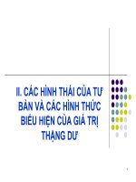 CÁC HÌNH THÁI CỦA tư BẢN VÀ CÁC HÌNH THỨC BIỂU HIỆN CỦA GIÁ TRỊ THẶNG DƯ