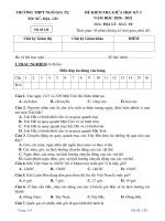 Đề thi giữa học kì 1 môn Địa lí lớp 10 năm 2020-2021 có đáp án - Trường THPT Ngô Gia Tự