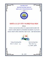 Khóa luận nâng cao sự hài lòng của khách hàng đối với chất lượng dịch vụ internet banking tại ngân hàng công thương việt nam   chi nhánh huế 