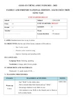 Giáo án Tiếng Anh 2 sách Chân trời sáng tạo (Học kì 1)