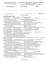 Đề thi giữa học kì 1 môn Lịch sử lớp 10 năm 2020-2021 có đáp án - Trường THPT Ngô Gia Tự