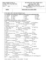 Đề thi giữa học kì 1 môn Tiếng Anh lớp 9 năm 2020-2021 có đáp án - Trường THCS Phan Bội Châu (Đại trà)