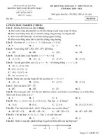 Đề thi giữa học kì 1 môn Toán lớp 10 năm 2020-2021 có đáp án - Trường THPT Nguyễn Hữu Thận