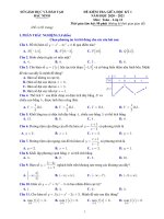 Đề thi giữa học kì 1 môn Toán lớp 12 năm 2020-2021 có đáp án - Sở GD&ĐT Bắc Ninh