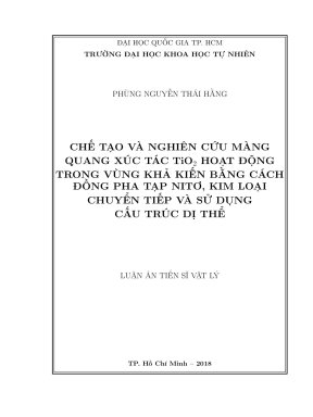 Chế tạo và nghiên cứu màng quang xúc tác tio2 hoạt động trong vùng khả ...