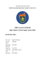 TIỂU LUẬN CUỐI kì học PHẦN tâm lí học GIAO TIẾP 