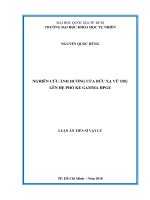 Nghiên cứu ảnh hưởng của bức xạ vũ trụ lên hệ phổ kế gamma hpge  