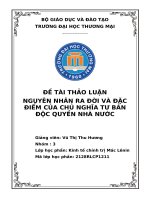 NGUYÊN NHÂN RA ĐỜI VÀ ĐẶC ĐIỂM CỦA CHỦ NGHĨA TƯ BẢN ĐỘC QUYỀN NHÀ NƯỚC