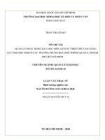 Quản lý hoạt động dạy học môn lịch sử theo tiếp cận năng lực cho học sinh ở các trường trung học phổ thông quận 8, thành phố hồ chí minh     