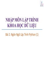 Bài giảng Nhập môn lập trình khoa học dữ liệu: Bài 2 - Trương Xuân Nam