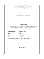 Tóm tắt luận án  Xúc tiến du lịch nhằm thu hút khách quốc tế đến cụm du lịch Huế Đà Nẵng Quảng Nam