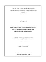 Quản lý hoạt động đánh giá thường xuyên kết quả học tập của học sinh tiểu học trên địa bàn thành phố bến tre     