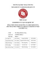 Đề tài  PHÂN TÍCH ẢNH HƯỞNG của HIỆP ĐỊNH EVFTA đối với sự PHÁT TRIỂN của DỊCH vụ LOGISTICS ở VIỆT NAM HIỆN NAY 
