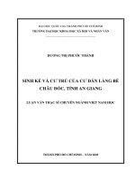 Sinh kế và cư trú của cư dân làng bè châu đốc, tỉnh an giang     