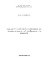 Đánh giá mức độ tổn thương do biến đổi khí hậu tới ngành du lịch của thành phố hạ long, tỉnh quảng ninh 
