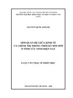 Mối quan hệ giữa kinh tế và chính trị trong thời kì đổi mới ở tỉnh tây ninh hiện nay     