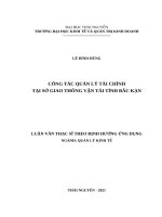 Công tác quản lý tài chính tại sở giao thông vận tải tỉnh bắc kạn 
