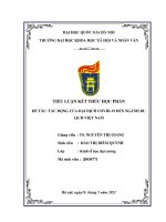 TÁC DỘNG CỦA ĐẠI DỊCH COVID19 ĐẾN NGÀNH DU LỊCH VIỆT NAM