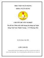 đề tài phân tích chất lượng tín dụng tại ngân hàng việt nam thịnh vượng – CN phương mai 