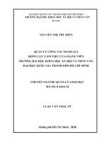 Quản lý công tác đánh giá động lực làm việc của giảng viên trường đại học khoa học xã hội và nhân văn, đại học quốc gia thành phố hồ chí minh     