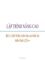Bài giảng Lập trình nâng cao: Bài 1 - Trương Xuân Nam