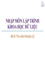 Bài giảng Nhập môn lập trình khoa học dữ liệu: Bài 9 - Trương Xuân Nam