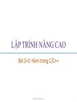 Bài giảng Lập trình nâng cao: Bài 2+3 - Trương Xuân Nam
