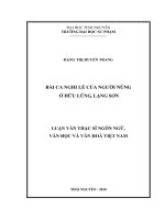 Luận văn Thạc sĩ Bài ca nghi lễ của người Nùng ở Hữu Lũng, Lạng Sơn